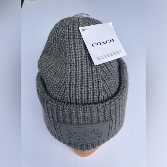 Coach Gray Ribbed Beanie - Picture 1 of 16